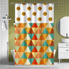 Golden Dots And Triangles Pattern Shower Curtain 48  X 72  (small)  by TastefulDesigns