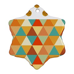 Golden Dots And Triangles Pattern Snowflake Ornament (two Sides) by TastefulDesigns