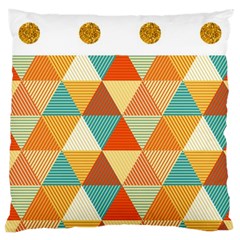 Golden Dots And Triangles Pattern Large Cushion Case (one Side) by TastefulDesigns