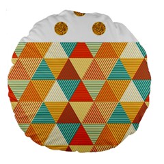 Golden Dots And Triangles Pattern Large 18  Premium Round Cushions by TastefulDesigns