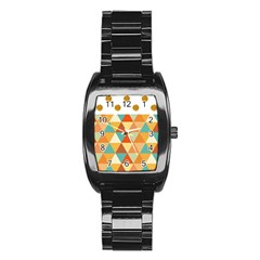 Golden Dots And Triangles Pattern Stainless Steel Barrel Watch by TastefulDesigns