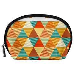 Golden Dots And Triangles Pattern Accessory Pouches (large)  by TastefulDesigns