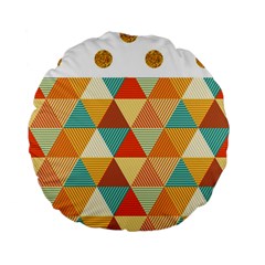 Golden Dots And Triangles Pattern Standard 15  Premium Flano Round Cushions by TastefulDesigns