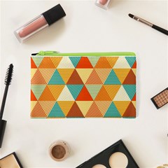 Golden Dots And Triangles Pattern Cosmetic Bag (xs) by TastefulDesigns