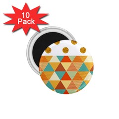 Golden Dots And Triangles Patern 1 75  Magnets (10 Pack) 