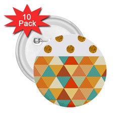 Golden Dots And Triangles Patern 2 25  Buttons (10 Pack)  by TastefulDesigns