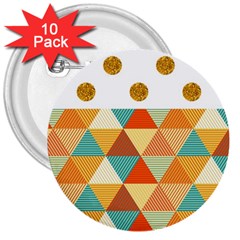 Golden Dots And Triangles Patern 3  Buttons (10 Pack)  by TastefulDesigns