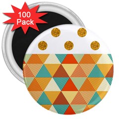 Golden Dots And Triangles Patern 3  Magnets (100 Pack) by TastefulDesigns