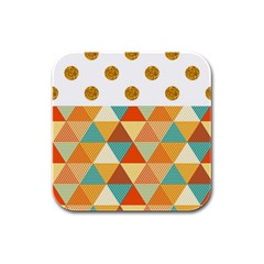 Golden Dots And Triangles Patern Rubber Square Coaster (4 Pack)  by TastefulDesigns