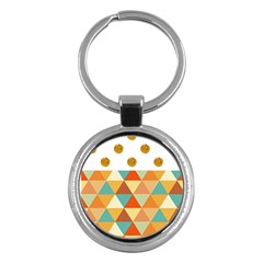 Golden Dots And Triangles Patern Key Chains (round)  by TastefulDesigns