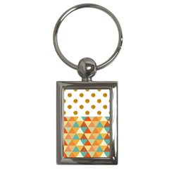 Golden Dots And Triangles Patern Key Chains (rectangle)  by TastefulDesigns