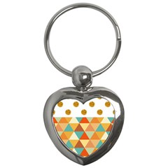 Golden Dots And Triangles Patern Key Chains (heart)  by TastefulDesigns