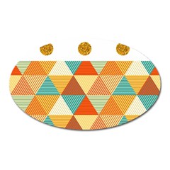 Golden Dots And Triangles Patern Oval Magnet by TastefulDesigns