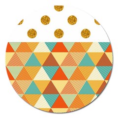 Golden Dots And Triangles Patern Magnet 5  (round)