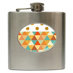 Golden Dots And Triangles Patern Hip Flask (6 Oz) by TastefulDesigns