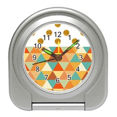 Golden Dots And Triangles Patern Travel Alarm Clocks by TastefulDesigns