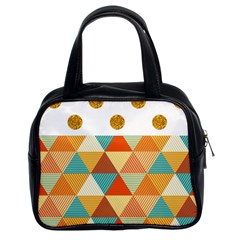 Golden Dots And Triangles Patern Classic Handbags (2 Sides) by TastefulDesigns