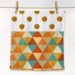 Golden Dots And Triangles Patern Face Towel by TastefulDesigns