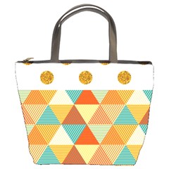 Golden Dots And Triangles Patern Bucket Bags by TastefulDesigns