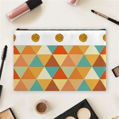 Golden Dots And Triangles Patern Cosmetic Bag (large)  by TastefulDesigns