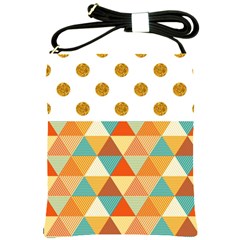 Golden Dots And Triangles Patern Shoulder Sling Bags by TastefulDesigns