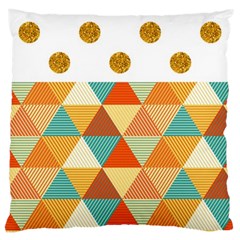 Golden Dots And Triangles Patern Large Cushion Case (one Side) by TastefulDesigns