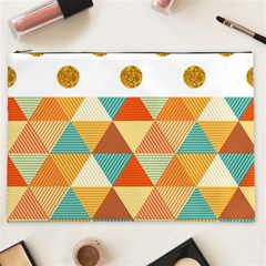 Golden Dots And Triangles Patern Cosmetic Bag (xxl)  by TastefulDesigns