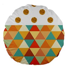 Golden Dots And Triangles Patern Large 18  Premium Round Cushions by TastefulDesigns