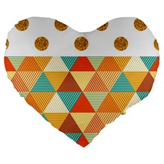 Golden Dots And Triangles Patern Large 19  Premium Heart Shape Cushions