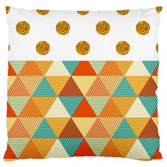 Golden Dots And Triangles Patern Large Flano Cushion Case (two Sides) by TastefulDesigns