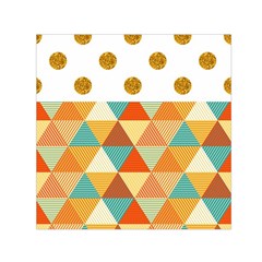 Golden Dots And Triangles Patern Small Satin Scarf (square) by TastefulDesigns