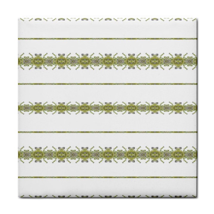 Ethnic Floral Stripes Tile Coasters