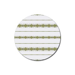 Ethnic Floral Stripes Rubber Coaster (round)  by dflcprints