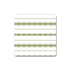 Ethnic Floral Stripes Square Magnet by dflcprints