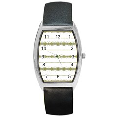 Ethnic Floral Stripes Barrel Style Metal Watch by dflcprints