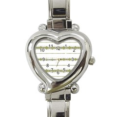 Ethnic Floral Stripes Heart Italian Charm Watch by dflcprints