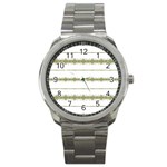 Ethnic Floral Stripes Sport Metal Watch Front