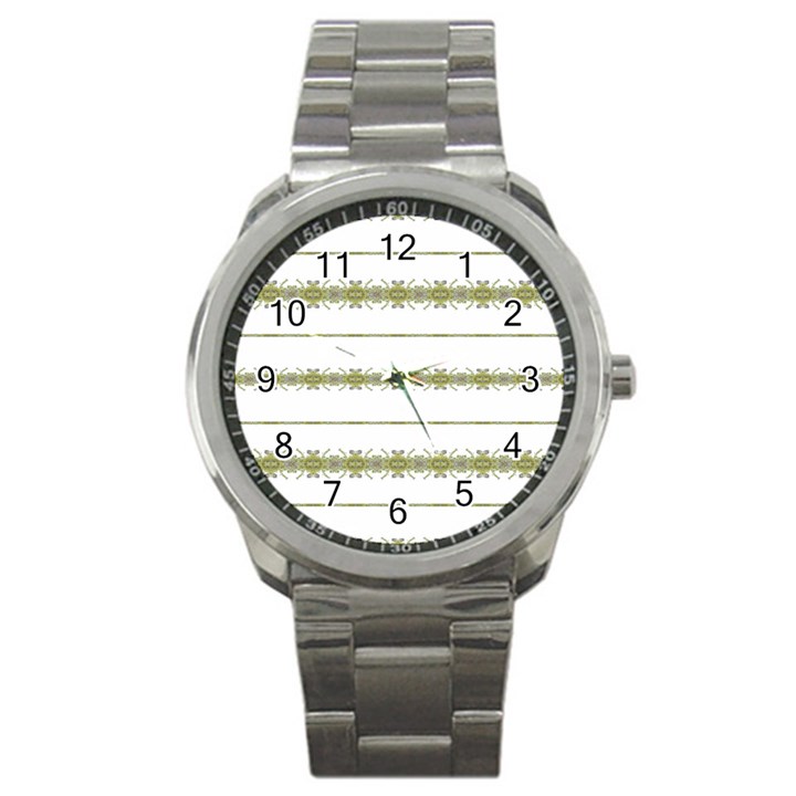 Ethnic Floral Stripes Sport Metal Watch