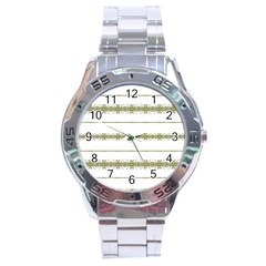 Ethnic Floral Stripes Stainless Steel Analogue Watch by dflcprints