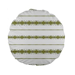 Ethnic Floral Stripes Standard 15  Premium Flano Round Cushions