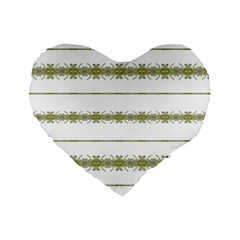 Ethnic Floral Stripes Standard 16  Premium Flano Heart Shape Cushions by dflcprints