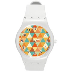 Triangles Pattern  Round Plastic Sport Watch (m)