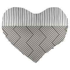 Lines And Stripes Patterns Large 19  Premium Flano Heart Shape Cushions by TastefulDesigns