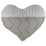 Lines and stripes patterns Large 19  Premium Flano Heart Shape Cushions Back