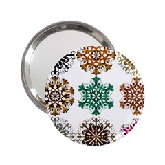 A Set Of 9 Nine Snowflakes On White 2 25  Handbag Mirrors by Amaryn4rt