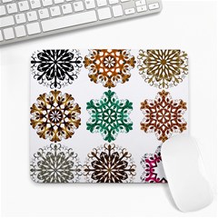 A Set Of 9 Nine Snowflakes On White Large Mousepads by Amaryn4rt