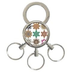 A Set Of 9 Nine Snowflakes On White 3-ring Key Chains by Amaryn4rt