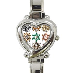 A Set Of 9 Nine Snowflakes On White Heart Italian Charm Watch by Amaryn4rt