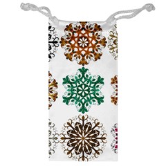 A Set Of 9 Nine Snowflakes On White Jewelry Bag by Amaryn4rt