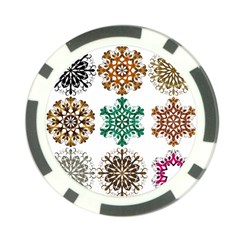 A Set Of 9 Nine Snowflakes On White Poker Chip Card Guard by Amaryn4rt